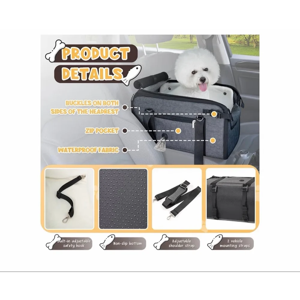 NEW Luxury 10-18lbs Large Console Dog Car Seat (Width＞9in) Fits Truck & SUV